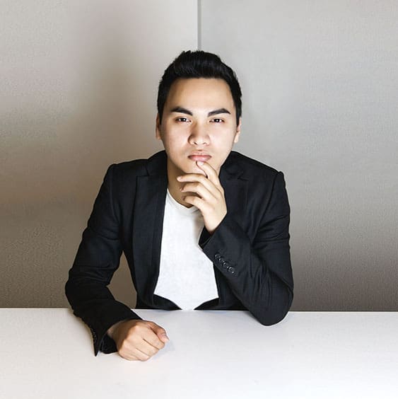 man looking into camera